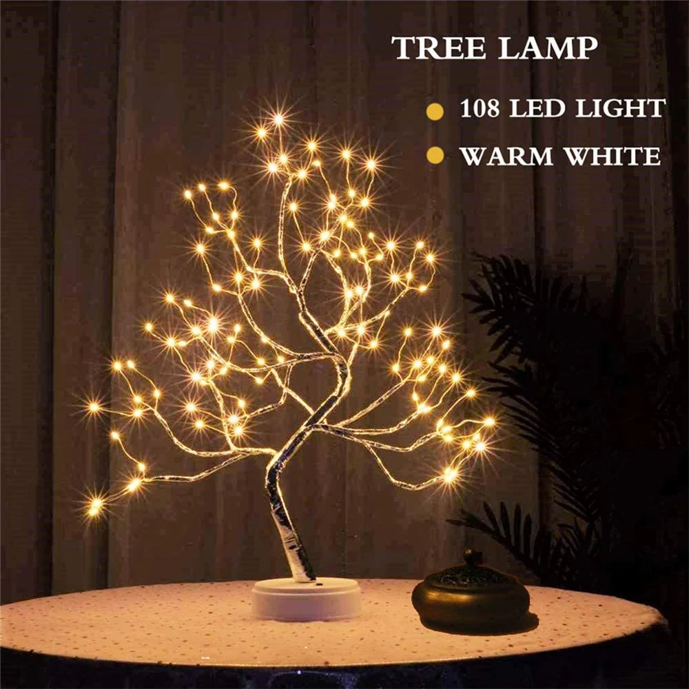 LED Night Light Mini Christmas Tree Copper Wire Garland Lamp. - 02ALABA