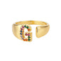 Rainbow Zircon Letter Rings For Women Fashion Chunky Wide Letter A-Z Stainless Steel Ring Wedding Boho Jewelry Gift 2024 - 02ALABA
