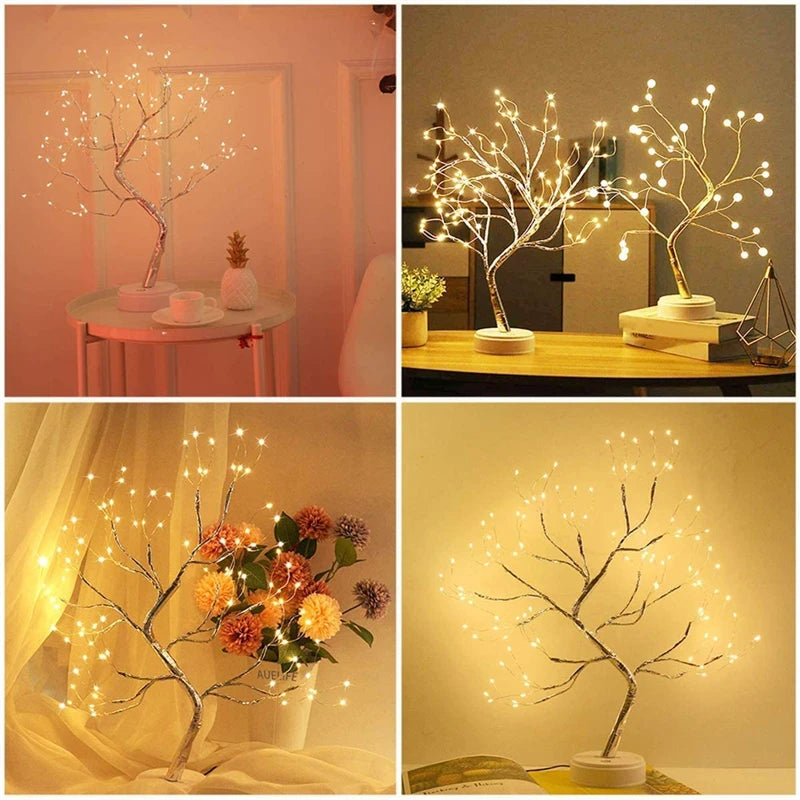 LED Night Light Mini Christmas Tree Copper Wire Garland Lamp. - 02ALABA