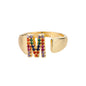 Rainbow Zircon Letter Rings For Women Fashion Chunky Wide Letter A-Z Stainless Steel Ring Wedding Boho Jewelry Gift 2024 - 02ALABA