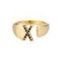 Rainbow Zircon Letter Rings For Women Fashion Chunky Wide Letter A-Z Stainless Steel Ring Wedding Boho Jewelry Gift 2024 - 02ALABA