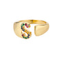 Rainbow Zircon Letter Rings For Women Fashion Chunky Wide Letter A-Z Stainless Steel Ring Wedding Boho Jewelry Gift 2024 - 02ALABA