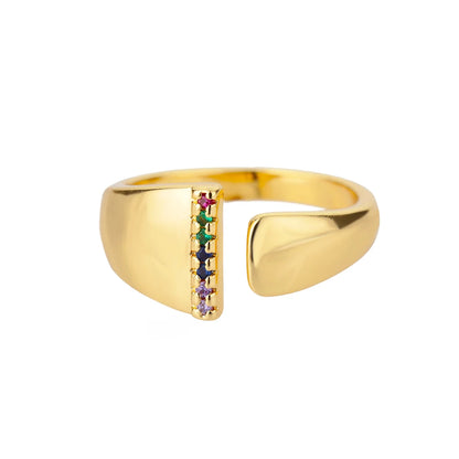 Rainbow Zircon Letter Rings For Women Fashion Chunky Wide Letter A-Z Stainless Steel Ring Wedding Boho Jewelry Gift 2024 - 02ALABA