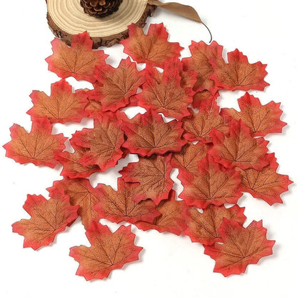 50/100 Pieces Artificial Silk Maple Leaves, Autumn Faux Leaf Garlands, Maple Leaf Vines for Thanksgiving, Halloween, and Wedding Party Decorations. - 02ALABA
