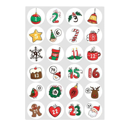 1 Piece 24-Day Christmas Advent Calendar Number Stickers, Multi-Function Gift Packaging Adhesive Labels, Sealing Sticker Decorations. - 02ALABA