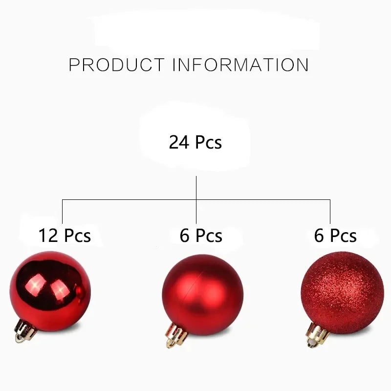 24 Pcs Christmas Ball Ornaments for Xmas Tree - Shatterproof Hanging Decorations for Holiday Wedding - 02ALABA