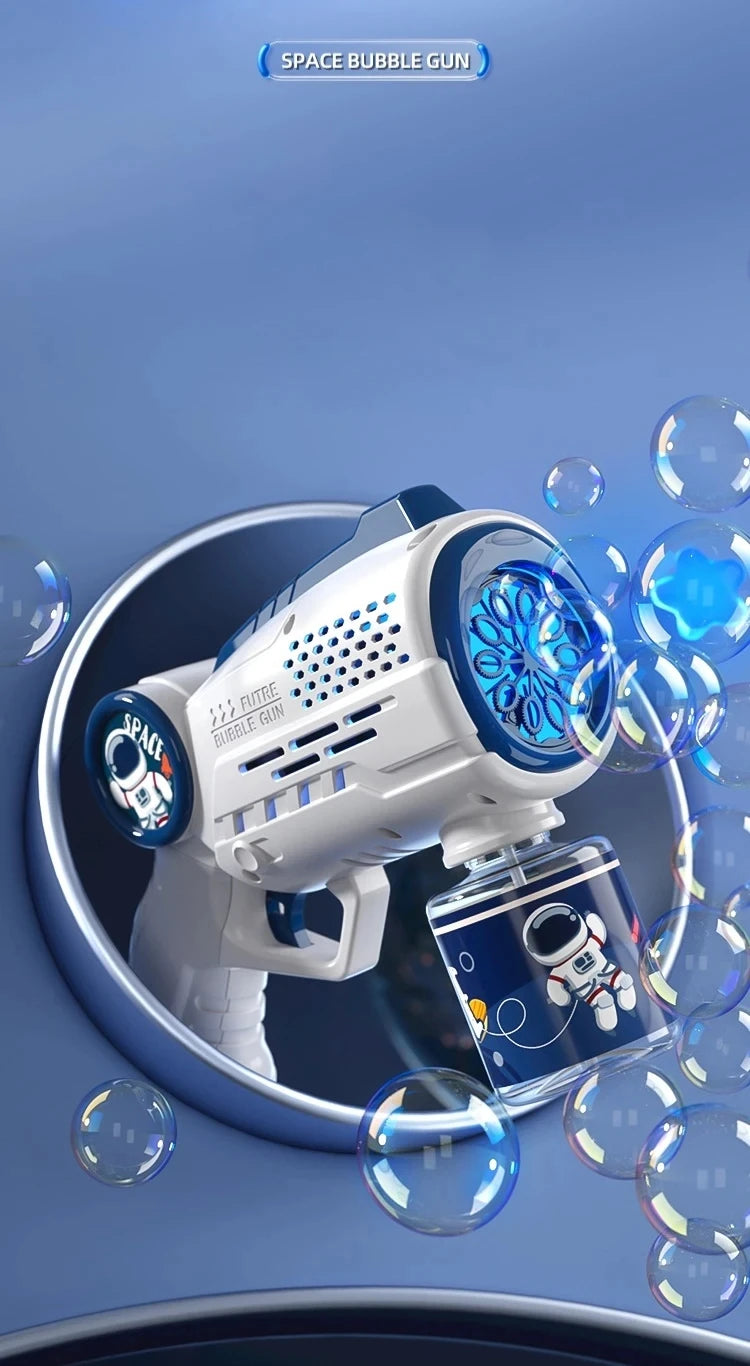 New Porous Astronaut Electric Bubble Gun Kid Toy Bubbles Machine Automatic Soap Blower with Light Summer Outdoor Party Games toy