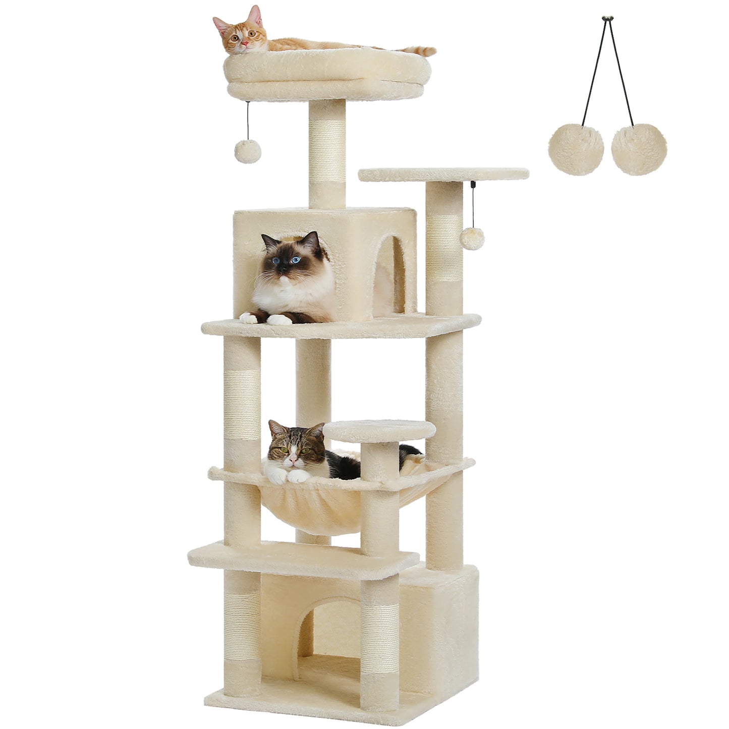 Large Cat Tree and Tower for Indoor Cats With Sisal-Covered Scratching Posts Spacious Hammock Padded Perches and Condos Cat Toys