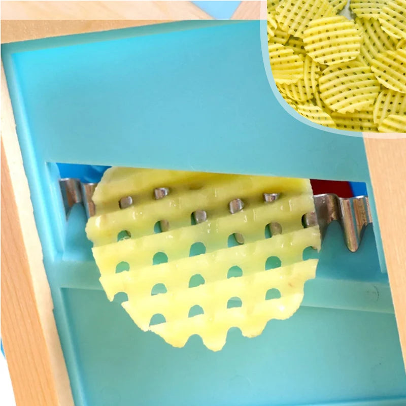 Fries Grid Stainless Potato Grid Steel Potato Kitchen Wooden Home Chip Shred Potato Vegetable Cutter Grater Slicer or Hand Guard