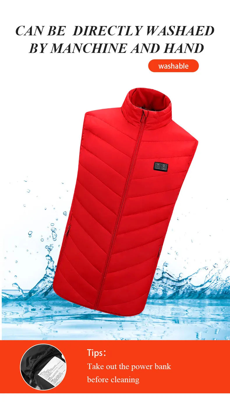 USB-Powered Heated Vest for Men and Women - Electric Heating Jacket with Adjustable Temperature for Outdoor Sports, Camping, Motorcycling, and Winter Activities