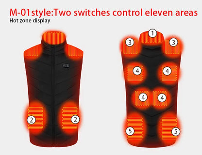 USB-Powered Heated Vest for Men and Women - Electric Heating Jacket with Adjustable Temperature for Outdoor Sports, Camping, Motorcycling, and Winter Activities