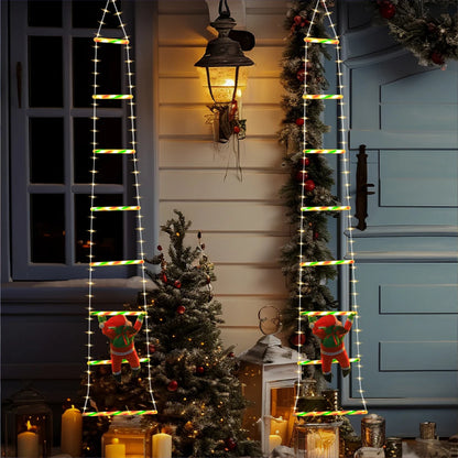 LED Christmas Lights featuring Santa Claus Climbing a Ladder, suitable for Indoor and Outdoor Window Garden Christmas Tree Decoration. - 02ALABA