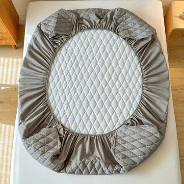 Waterproof Throw Mattress Cover, Bed Fitted Sheet, Mattress Protector in Single/Double/140/160 Multiple Sizes, Available in Gray/White - 02ALABA