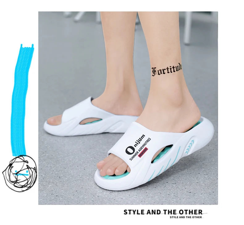Discover the New Men's Massage Slippers, perfect for both indoor and outdoor use. These casual beach sandals feature a comfortable sole and come in a wide range of sizes from 38 to 47. - 02ALABA