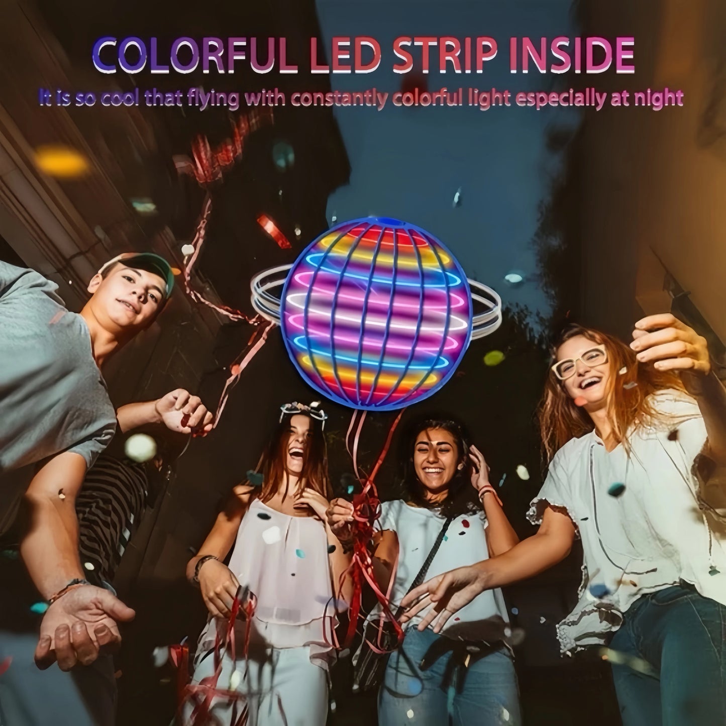  Flying Ball Children's Hand Controlled Color LED Cosmic Globe 360 °Rotating Suspension Ball Suitable for Indoor and Outdoor Toy