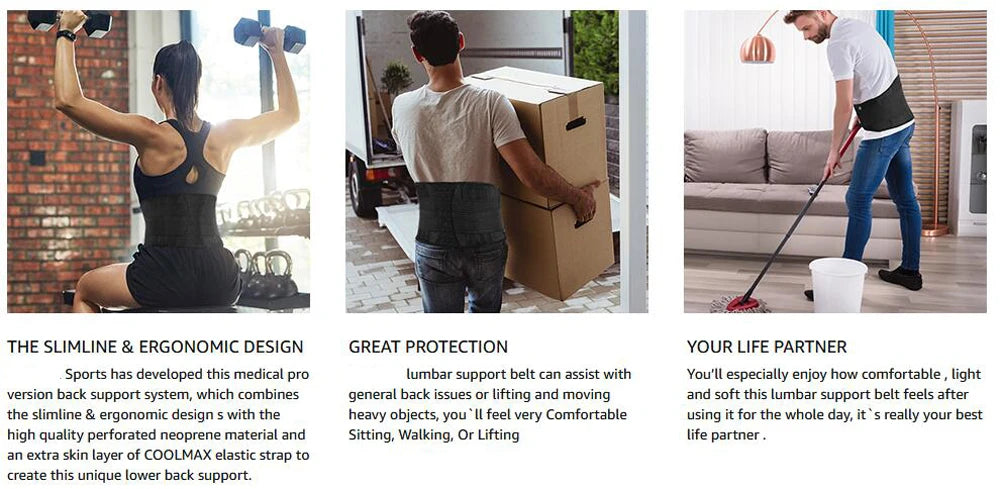 Adjustable Lumbar Support Belt - Breathable Lower Back Brace for Lifting, Herniated Disc, Sciatica & Pain Relief