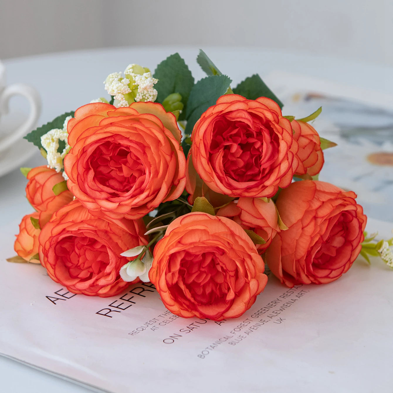 Artificial Flowers Fake Silk White Peonies Used for Home Room Vase Decoration Christmas Wreath Wedding Bouquet Party Accessories