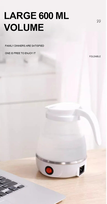 220V 0.6L Mini Folding Kettle Portable Water Heater 600W Silicone Compression Electric Kettle Home Kettle Easy To Travel
