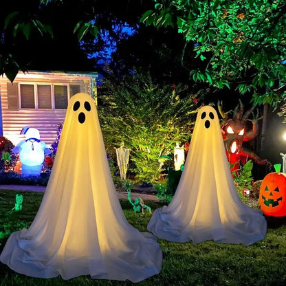 Spooky Ghost Halloween Decor With Light Strings Operated Front Door Standing Ghost Porch Courtyard Standing Halloween Decoration