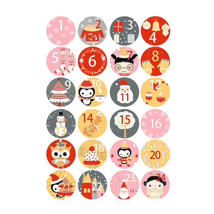 1 Piece 24-Day Christmas Advent Calendar Number Stickers, Multi-Function Gift Packaging Adhesive Labels, Sealing Sticker Decorations. - 02ALABA