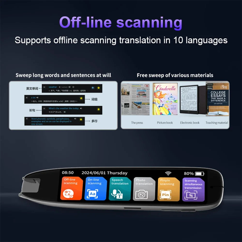 S65 Pro Smart MultifunctionTranslation Real Time Languages Translator Business Dictionary Pen Voice Scan Translator Pen