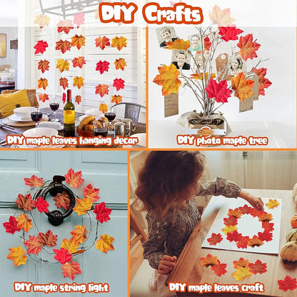 50/100 Pieces Artificial Silk Maple Leaves, Autumn Faux Leaf Garlands, Maple Leaf Vines for Thanksgiving, Halloween, and Wedding Party Decorations. - 02ALABA