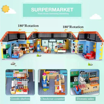 Available now: The Kwik-E-Mart and Supermarket House Model Building Block Sets 16004, 16005, 71016, 71006 - ideal toys for birthdays and Christmas gifts. - 02ALABA