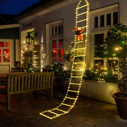 LED Christmas Lights featuring Santa Claus Climbing a Ladder, suitable for Indoor and Outdoor Window Garden Christmas Tree Decoration. - 02ALABA