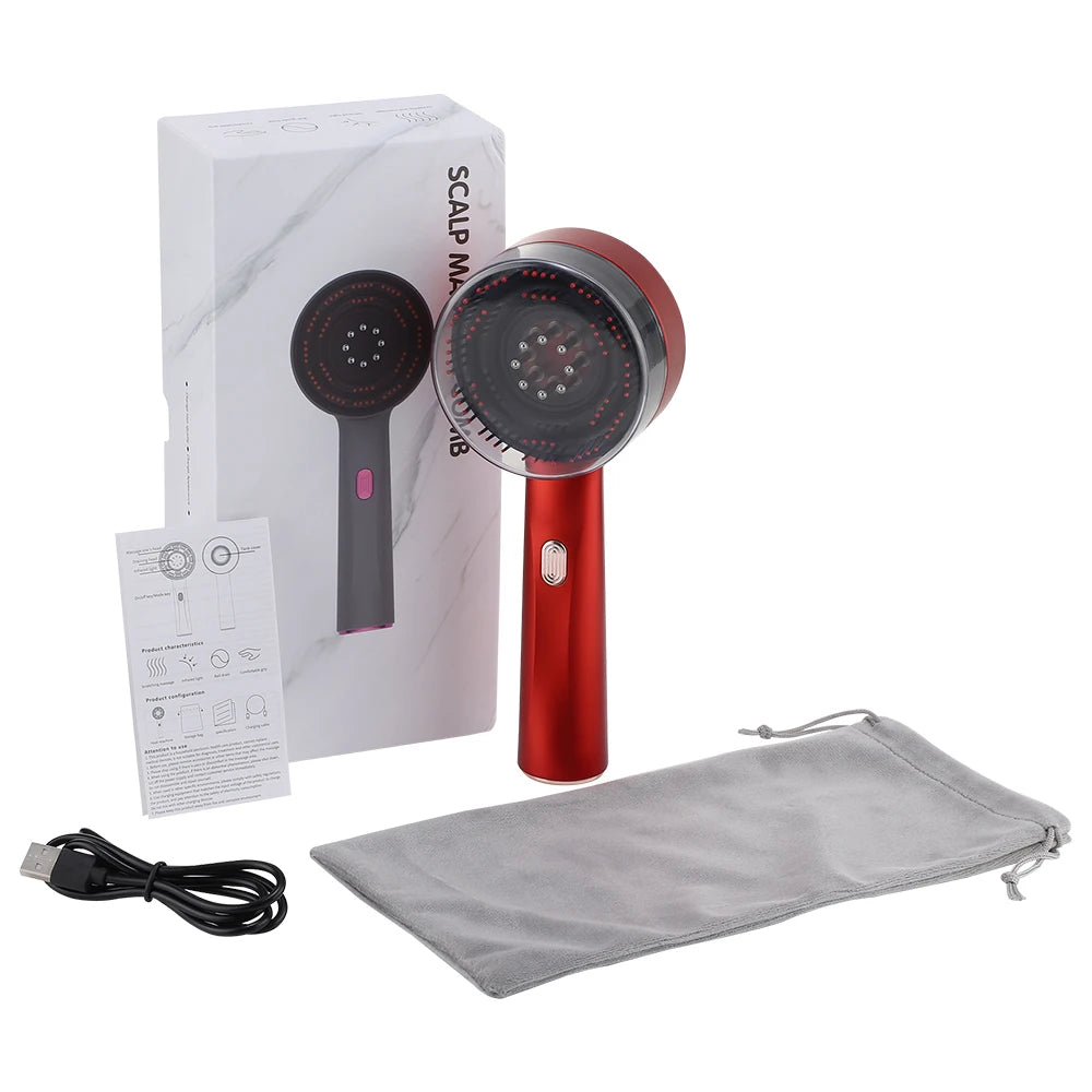 Electric Vibration Massage Comb with Hair Growth Oil - Red Light Laser Therapy Scalp Applicator Brush for Hair Follicles - 02ALABA