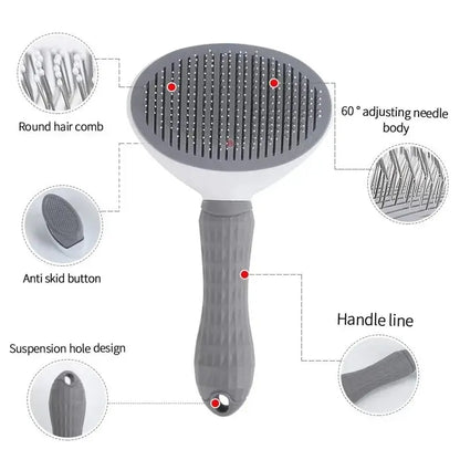 Self-Cleaning Pet Brush, Cat and Dog Comb, Hair Remover Tool for Dogs and Cats, Grooming Accessories, Pets' Dematting Comb - 02ALABA
