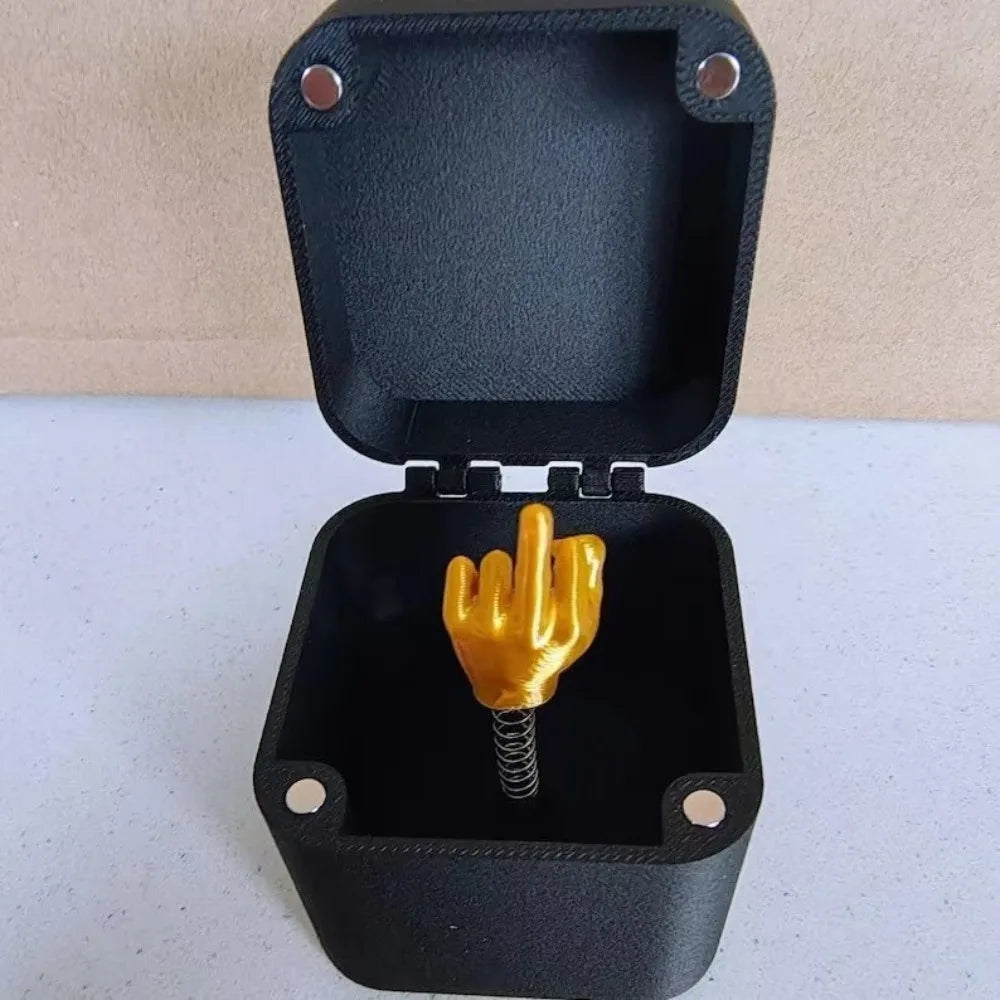 Funny Middle Finger in Box - Desk Decor Gag Gift for Halloween, Christmas & Birthday, Novelty Office Toy & Home Decoration