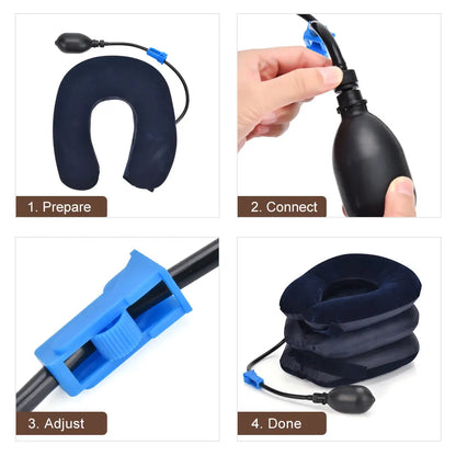 3 Layers Neck Massager Collar Relief, Air Inflatable Cervical Vertebra Therapy Pain Relief Pillow - 02ALABA