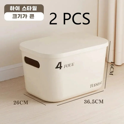 Ins Style Storage Box with Lid Dustproof Cosmetics Clothing Grocery Storage Bedroom Dormitory Storage Box Toy Storage