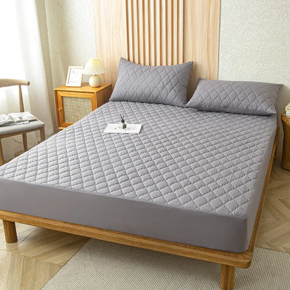 Waterproof Throw Mattress Cover, Bed Fitted Sheet, Mattress Protector in Single/Double/140/160 Multiple Sizes, Available in Gray/White - 02ALABA