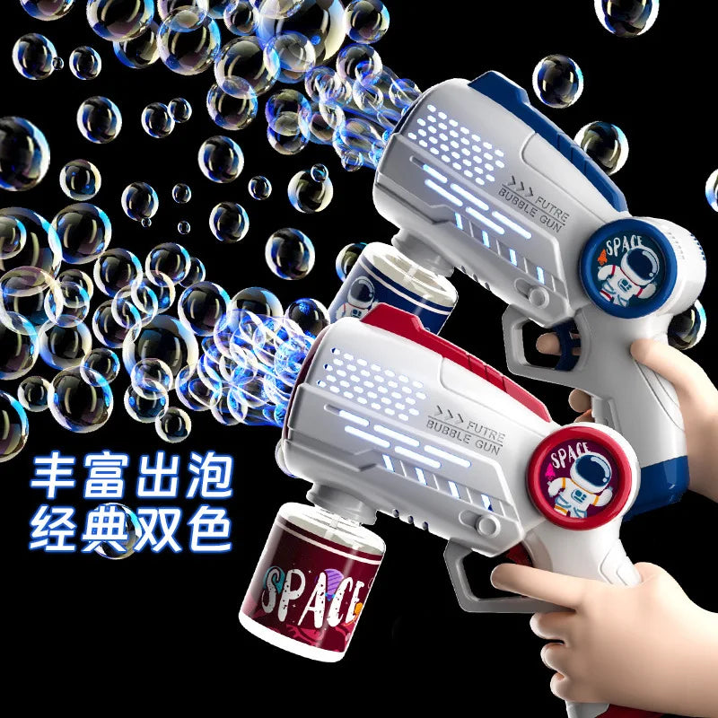 New Porous Astronaut Electric Bubble Gun Kid Toy Bubbles Machine Automatic Soap Blower with Light Summer Outdoor Party Games toy