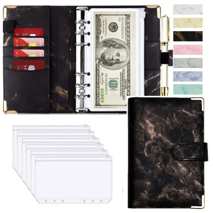 A6 Money Saving Organizer PU Leather Budget Binder Marble Notebook Budgets Planner 2023 Envelope Office School Supplies