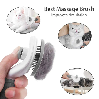 Self-Cleaning Pet Brush, Cat and Dog Comb, Hair Remover Tool for Dogs and Cats, Grooming Accessories, Pets' Dematting Comb - 02ALABA