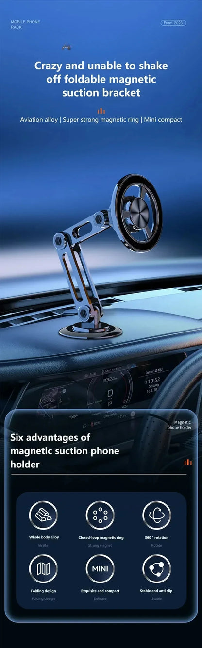 Magnetic Car Wireless Charger Stand, Magnet Car Mount, Fast Charging Station, Phone Holder Bracket for iPhone 15, 14, 13, 12 Pro Max - 02ALABA