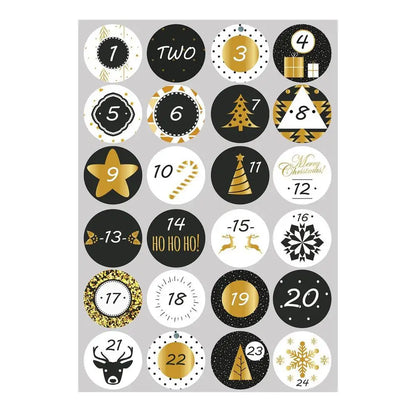 1 Piece 24-Day Christmas Advent Calendar Number Stickers, Multi-Function Gift Packaging Adhesive Labels, Sealing Sticker Decorations. - 02ALABA