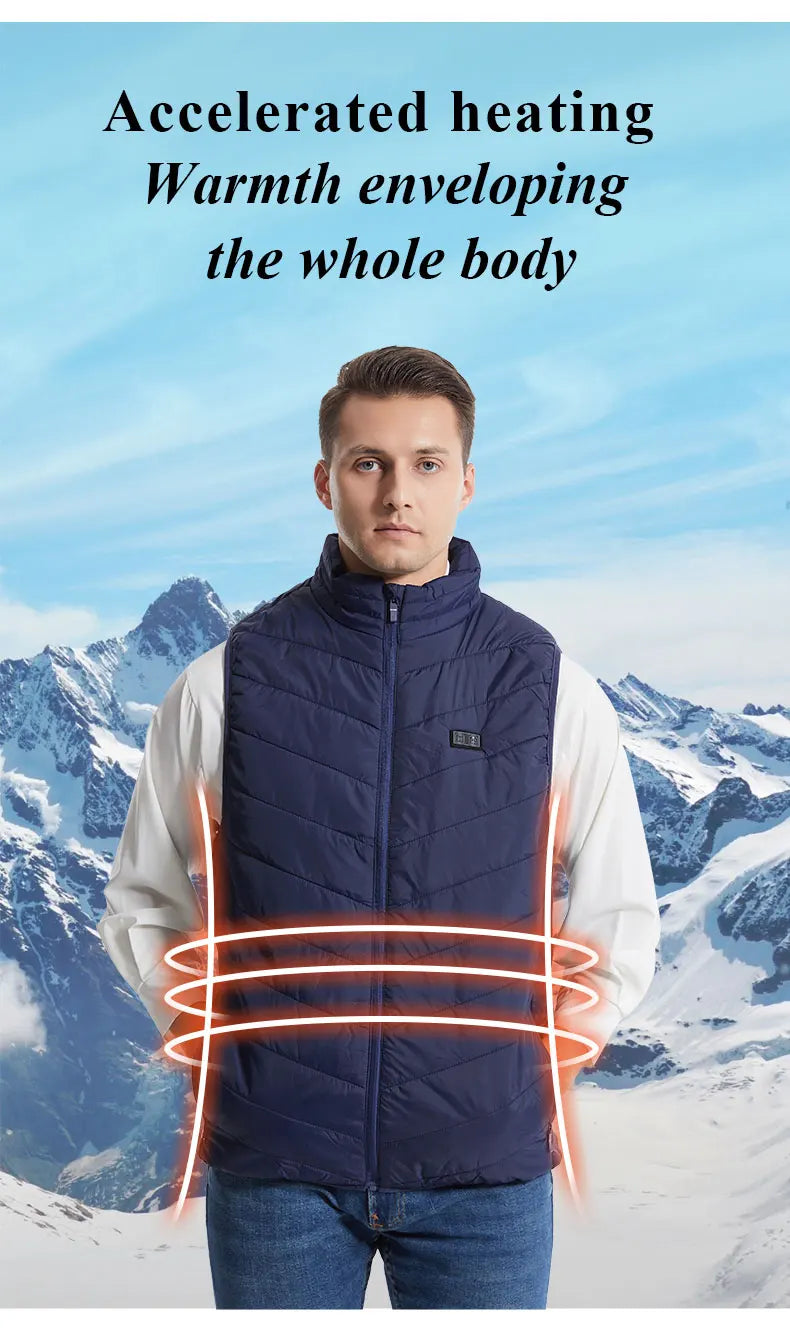 USB-Powered Heated Vest for Men and Women - Electric Heating Jacket with Adjustable Temperature for Outdoor Sports, Camping, Motorcycling, and Winter Activities