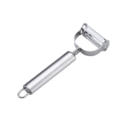 Multifunctional Kitchen Peeler: This stainless steel vegetable and fruit peeler is a durable household tool, perfect for slicing potatoes and shredding carrots. - 02ALABA