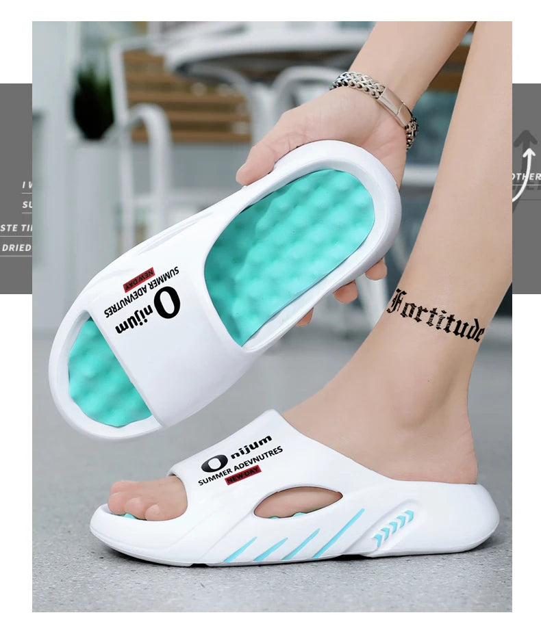 Discover the New Men's Massage Slippers, perfect for both indoor and outdoor use. These casual beach sandals feature a comfortable sole and come in a wide range of sizes from 38 to 47. - 02ALABA