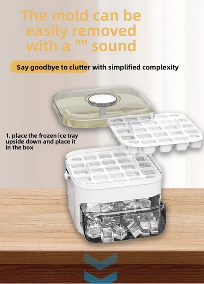 50-Cube Ice Maker with Easy Press Cap with Easy-press Lid Large Capacity Ice Cube Machine Reusable Food-grade Ice Cube Mold