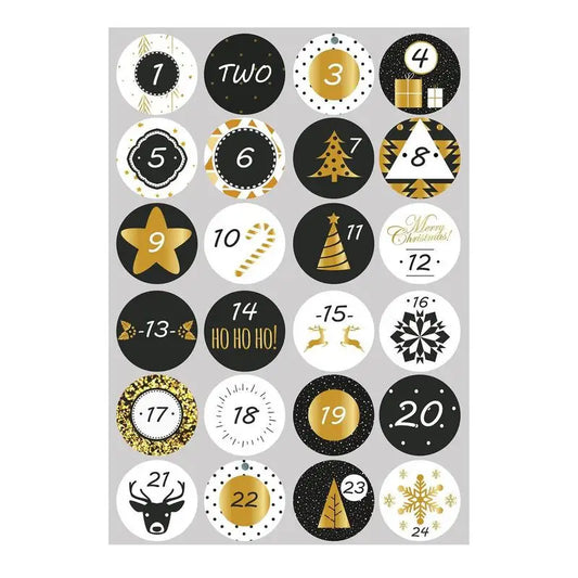 1 Piece 24-Day Christmas Advent Calendar Number Stickers, Multi-Function Gift Packaging Adhesive Labels, Sealing Sticker Decorations. - 02ALABA