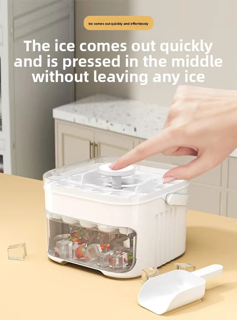50-Cube Ice Maker with Easy Press Cap with Easy-press Lid Large Capacity Ice Cube Machine Reusable Food-grade Ice Cube Mold