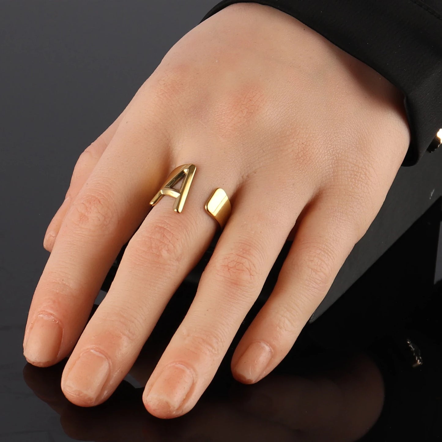 Fashion Stainless Steel Ring Letter Initial Ring Letter Rings For Women Men Open Ring Couple Alphabet Bijoux Femme Jewelry Gift