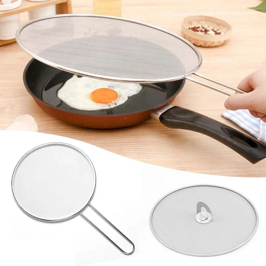 Stainless Steel Oil-Splash Guard for Cooking – Split Design Non-Stick Splatter Cover for Pans & Pots, Reusable Kitchen Tool