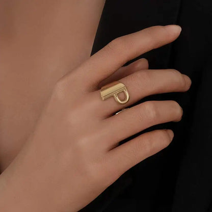Fashion Stainless Steel Ring Letter Initial Ring Letter Rings For Women Men Open Ring Couple Alphabet Bijoux Femme Jewelry Gift