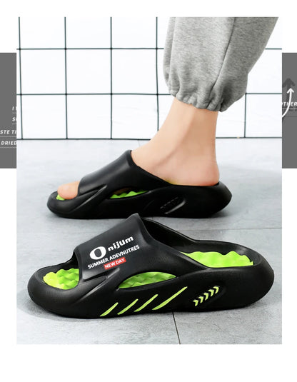 Discover the New Men's Massage Slippers, perfect for both indoor and outdoor use. These casual beach sandals feature a comfortable sole and come in a wide range of sizes from 38 to 47. - 02ALABA