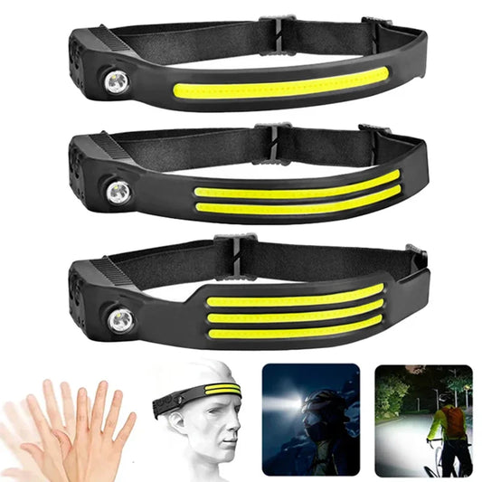 LED Headlamp Built-in Battery Sensor, Head Flashlight USB Rechargeable 5 Lighting Modes Waterproof Headlight - 02ALABA